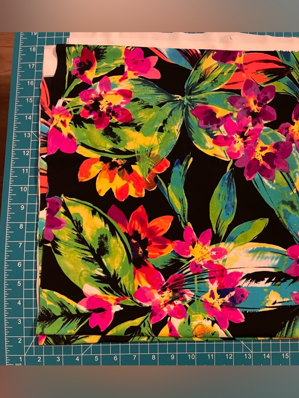 Vibrant Floral Black Multicolor  Spanderx fabric, tropical colors